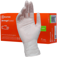 Manusi latex nepudrate S albe pentru examinare Dermagel Coated Mercator